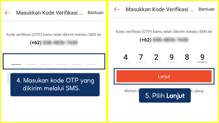 kode verifikasi otp masuk via sms ke nomor mitra shopee