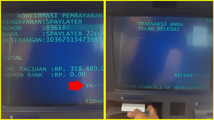 konfirmasi pembayaran shopee paylater dari atm mandiri