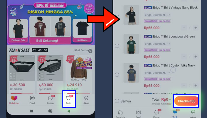 lazada troli - checkout