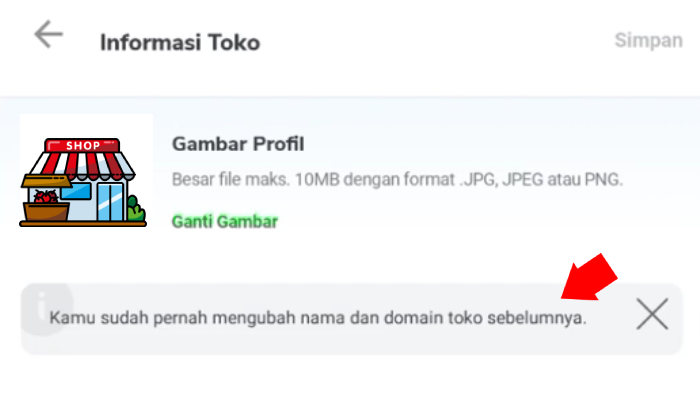 opsi mengubah nama toko sudah dinonaktifkan oleh tokopedia