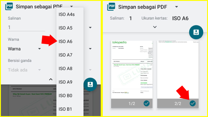 pilih iso a6 buang halaman invoice yang tak diperlukan