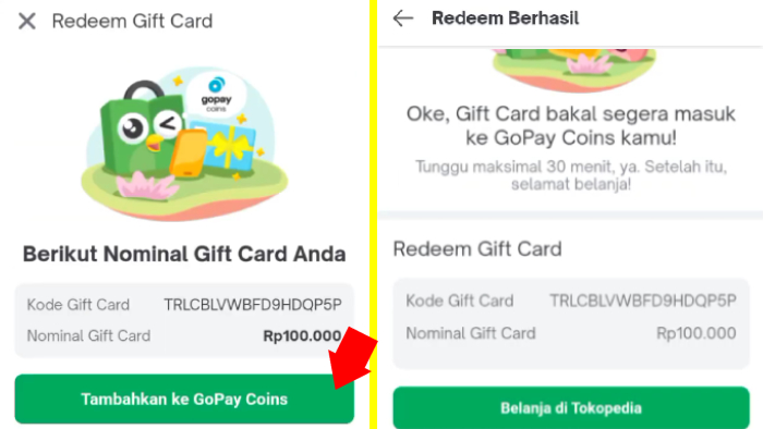 redeem gift card ke gopay coins