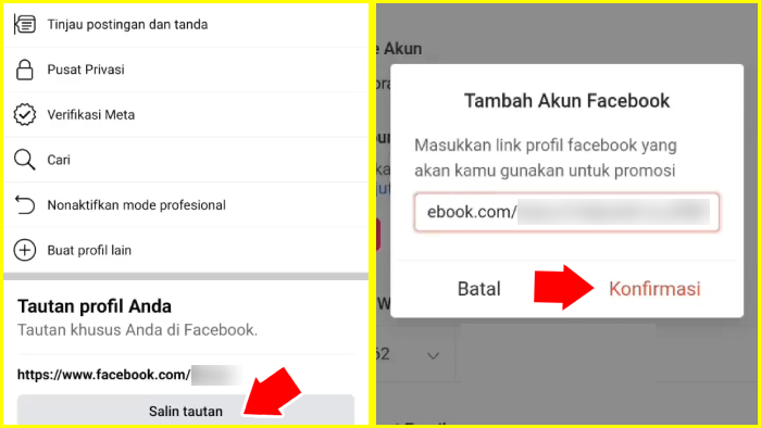 salin tautan akun medsos kamu lalu konfirmasikan ke shopee