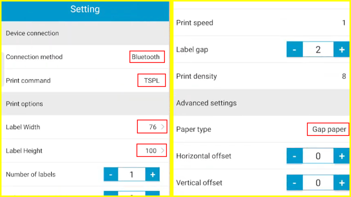 settingan koneksi ukuran kertas paper type yang lain default