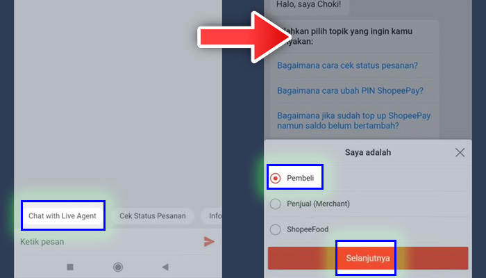 shopee chat with live agent - pembeli