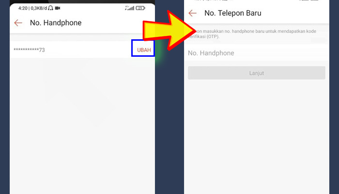 shopee nomor handphone ubah - nomor handphone baru