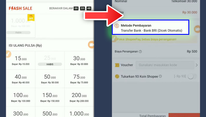 shopee pulsa nominal - metode pembayaran