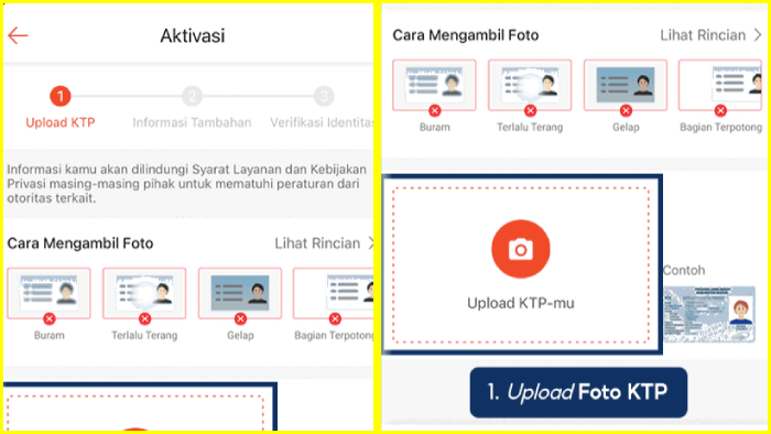 tahap aktivasi shopee paylater dengan upload foto ktp