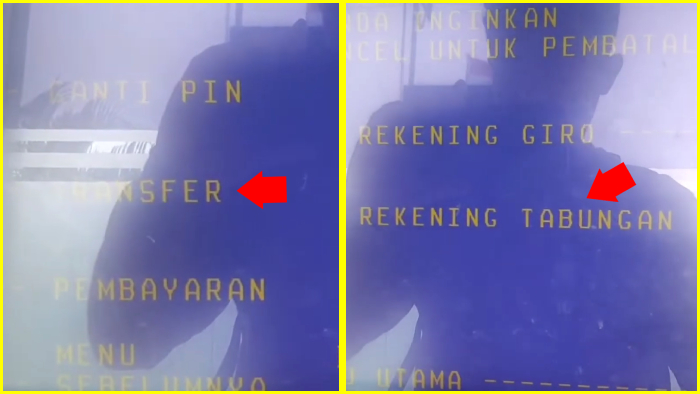 tap menu transfer dan pilih rekening tabungan pada atm bni