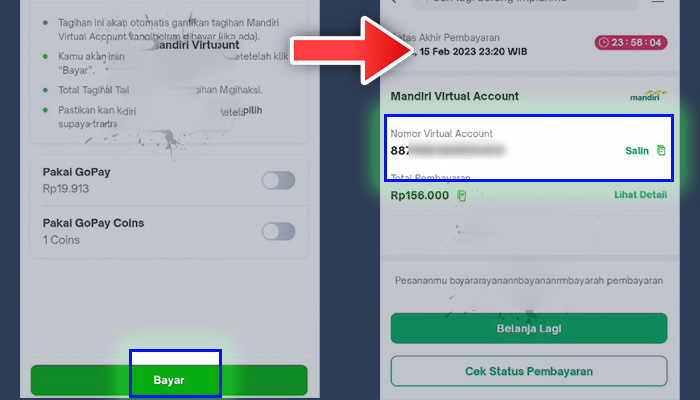 tokopedia bayar - mandiri virtual account va