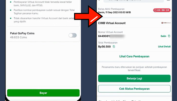tokopedia bayar - nomor virtual account va cimb niaga