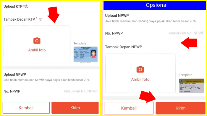 upload ktp dan npwp ke shopee