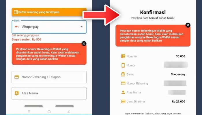 via pulsa shopeepay konfirmasi