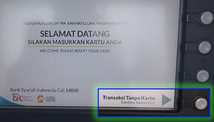 ATM BSI transaksi tanpa kartu