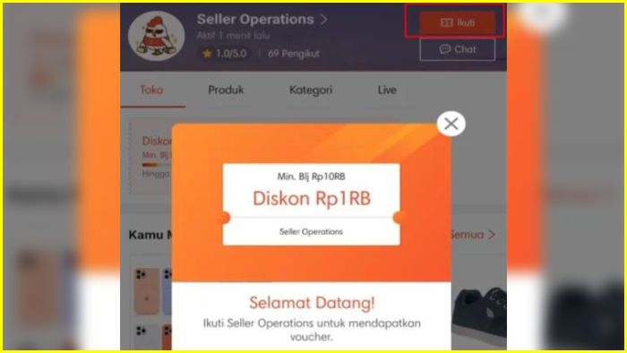 Cara Membeli Voucher Gratis Ongkir di Shopee dengan Follow Seller