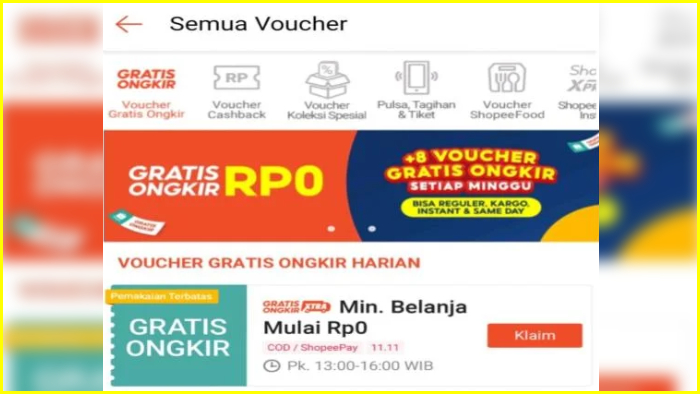 Cara Mendapatkan Voucher Gratis Ongkir di Shopee dengan Metode Klaim