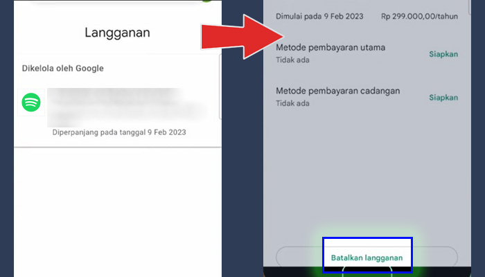 android langganan spotify - batalkan langganan
