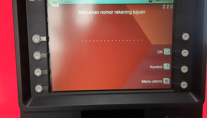 atm cimb niaga transfer masukan nomor rekening tujuan