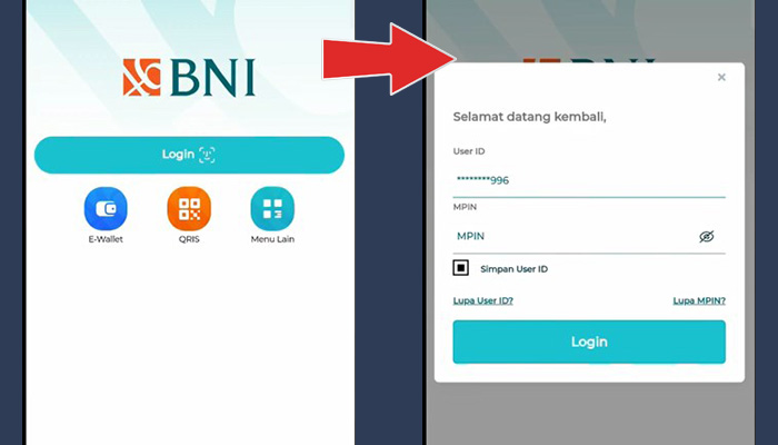 bni mobile login - user id mpin