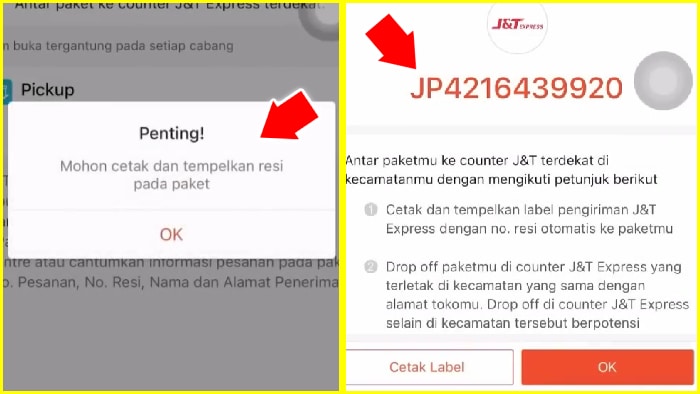 cetak tempelkan resi pada paket shopee