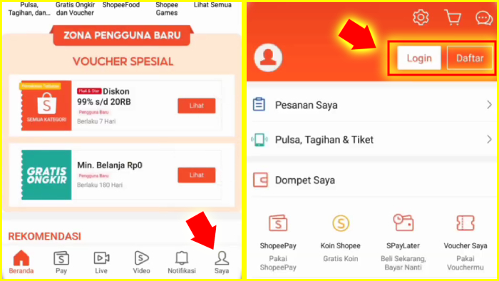 daftar akun shopee atau login ke akun shopeemu