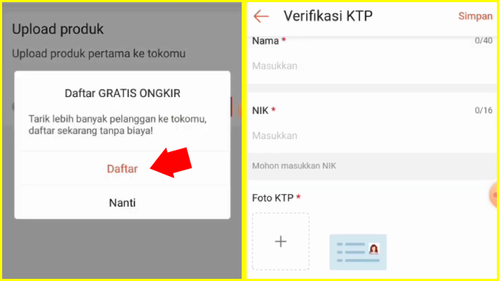 daftar gratis ongkir shopee verifikasi ktp