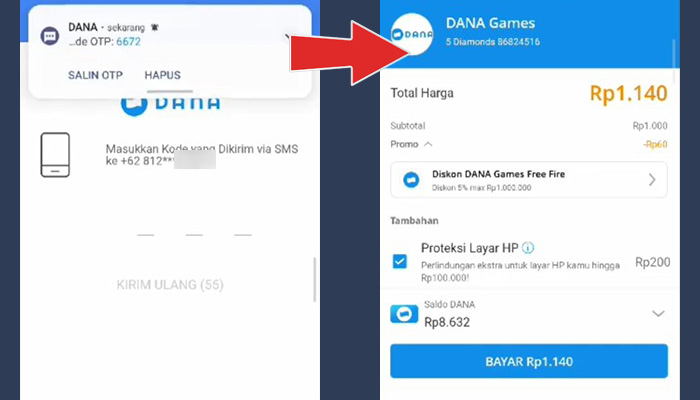 dana id games kode otp - dana konfirmasi pembayaran