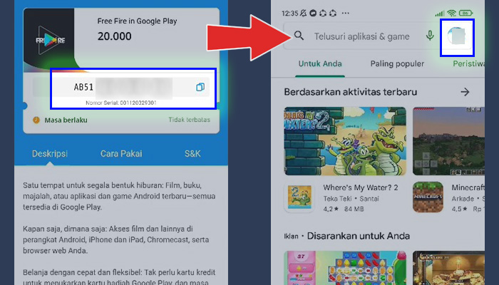 dana kode voucher free fire on google play - play store foto profile