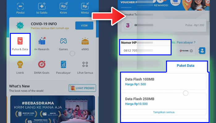 dana pulsa dan data - nomor hp paket data