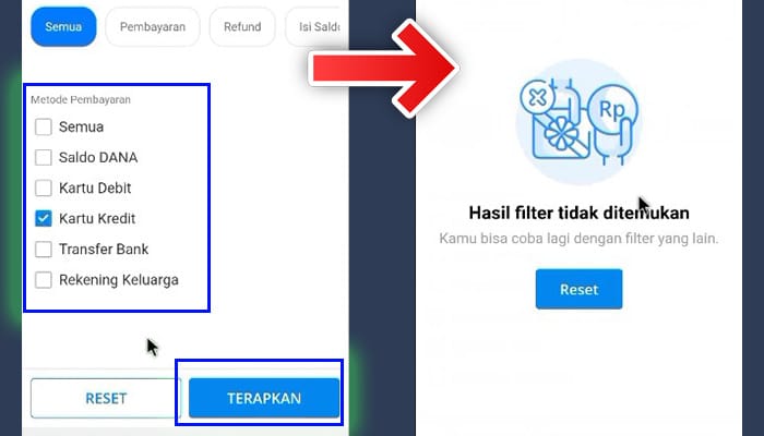 dana riwayat filter metode pembayaran - hasil filter tidak ditemukan