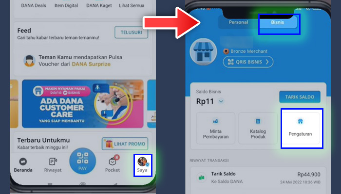dana saya - bisnis pengaturan