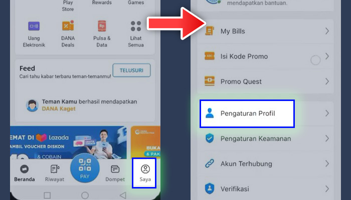 dana saya - pengaturan profil