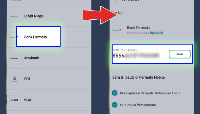 doku isi saldo bank permata - kode pembayaran