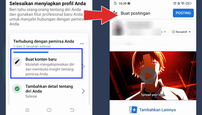 facebook pro buat konten baru