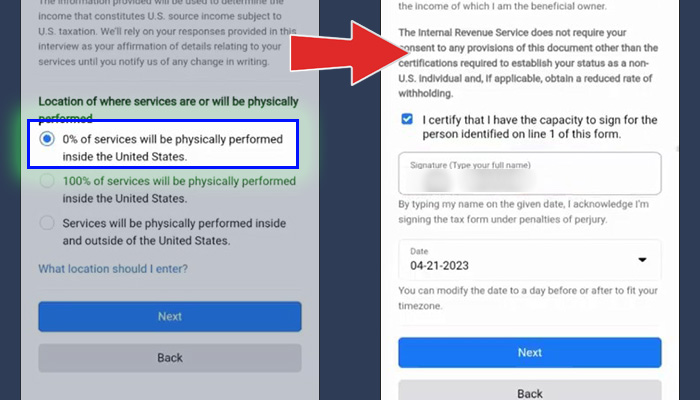 facebook pro fitur bintang 0% of services will be physically performed inside the United States - I certify that I have the capacity to sign for the person identified on line 1 of this form
