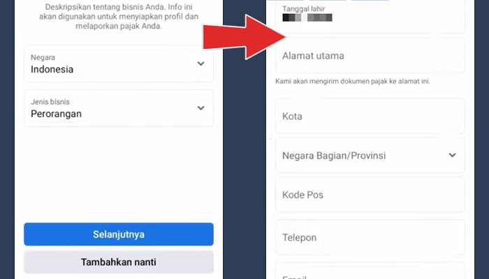 facebook pro fitur bintang jenis bisnis - alamat