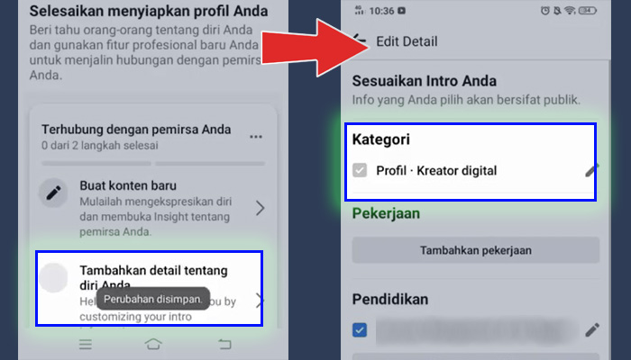 facebook pro tambahkan detail tentang diri anda