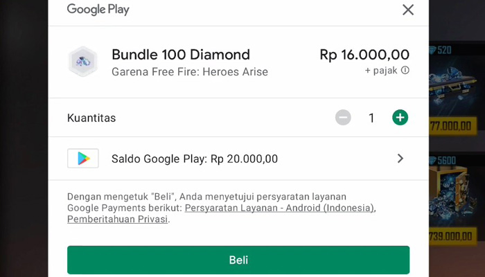 free fire diamonds beli play store