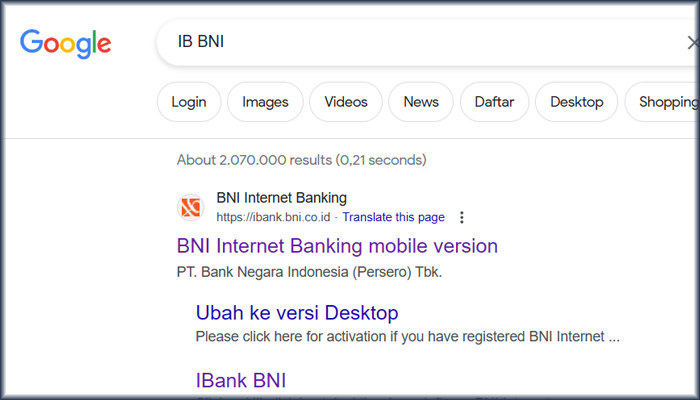 google ib bni