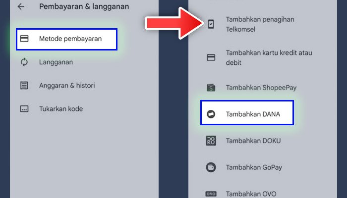 google play store metode pembayaran - tambahkan dana