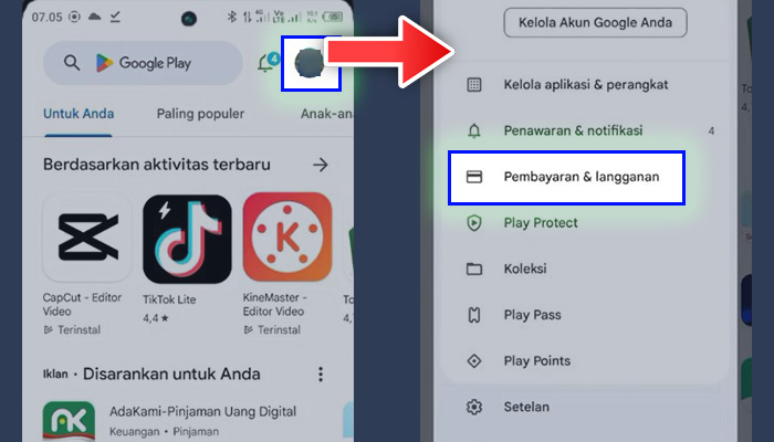 google play store profil - pembayaran dan langganan