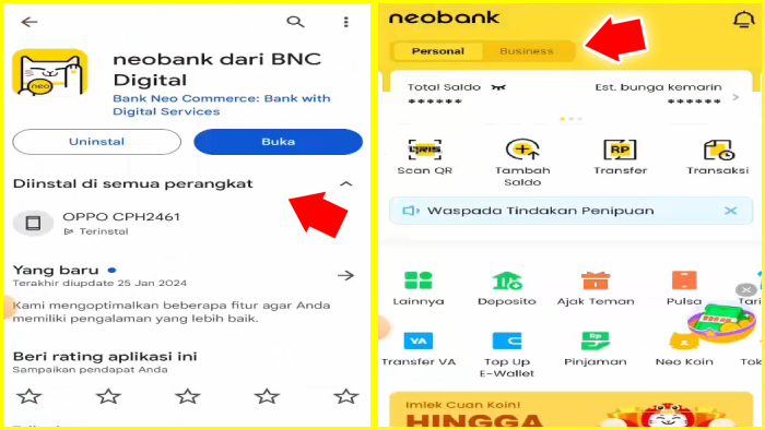 install neobank daftar akun bisnis