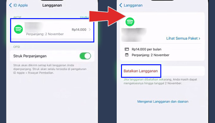 iphone langganan spotify - berhenti berlangganan