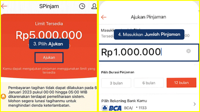 limit dan pengajuan pinjaman spinjam