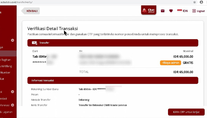 octo clicks transfer verifikasi detail transaksi