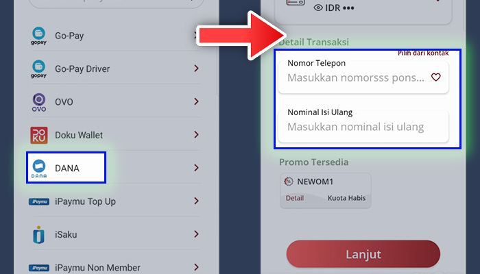 octo mobile dana - nomor telepon nominal isi ulang