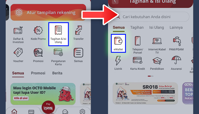 octo mobile tagihan dan isi ulang - eWallet