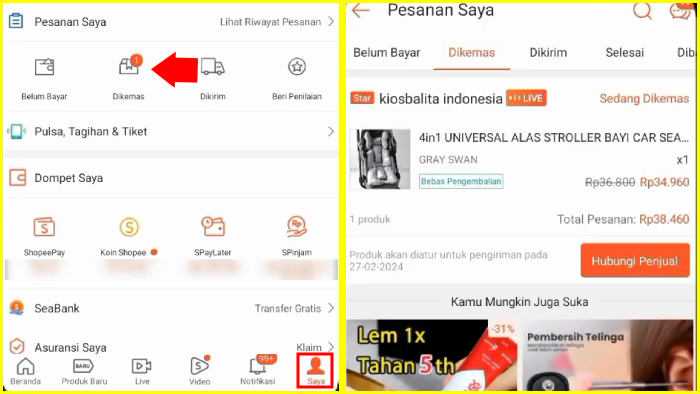 pesanan dikemas oleh seller shopee