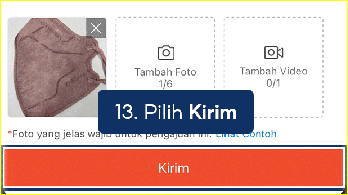 pilih kirim untuk mengajukan retur atau refund shopee