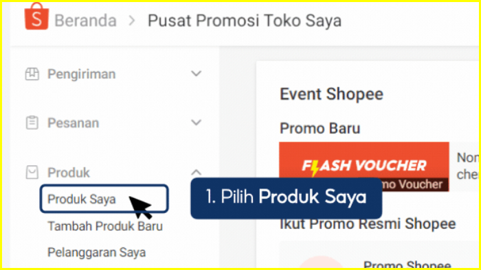 pilih produk saya pada pusat promosi toko saya